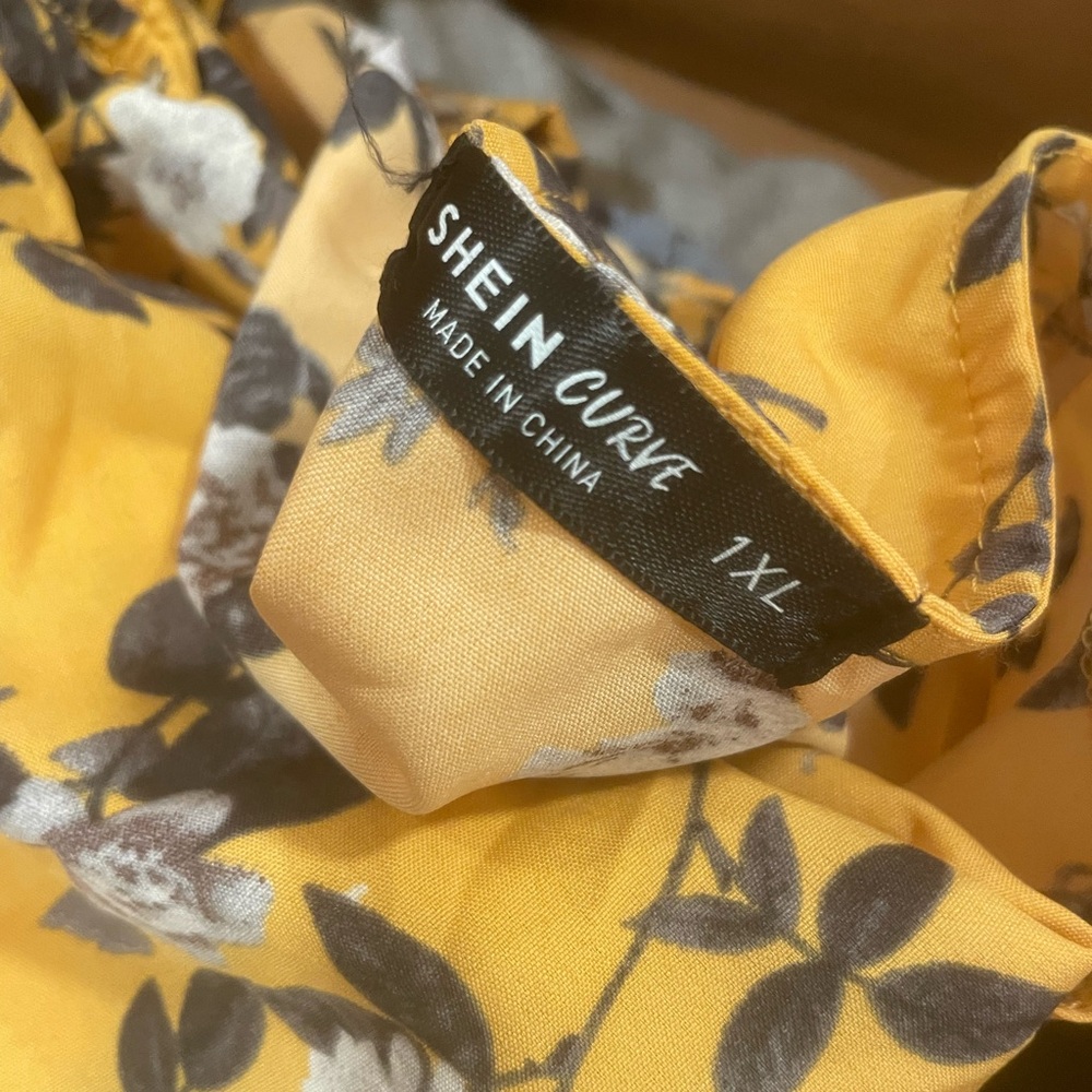 SHEIN Yellow Floral Mini Dress - Picture 3 of 3